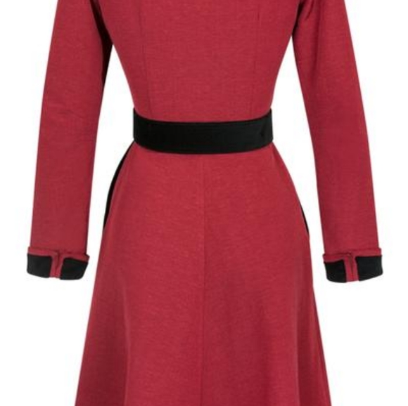FONTAINE COAT DRESS - RED RIBBED RAYON Trashy Diva - Picture 6 of 13